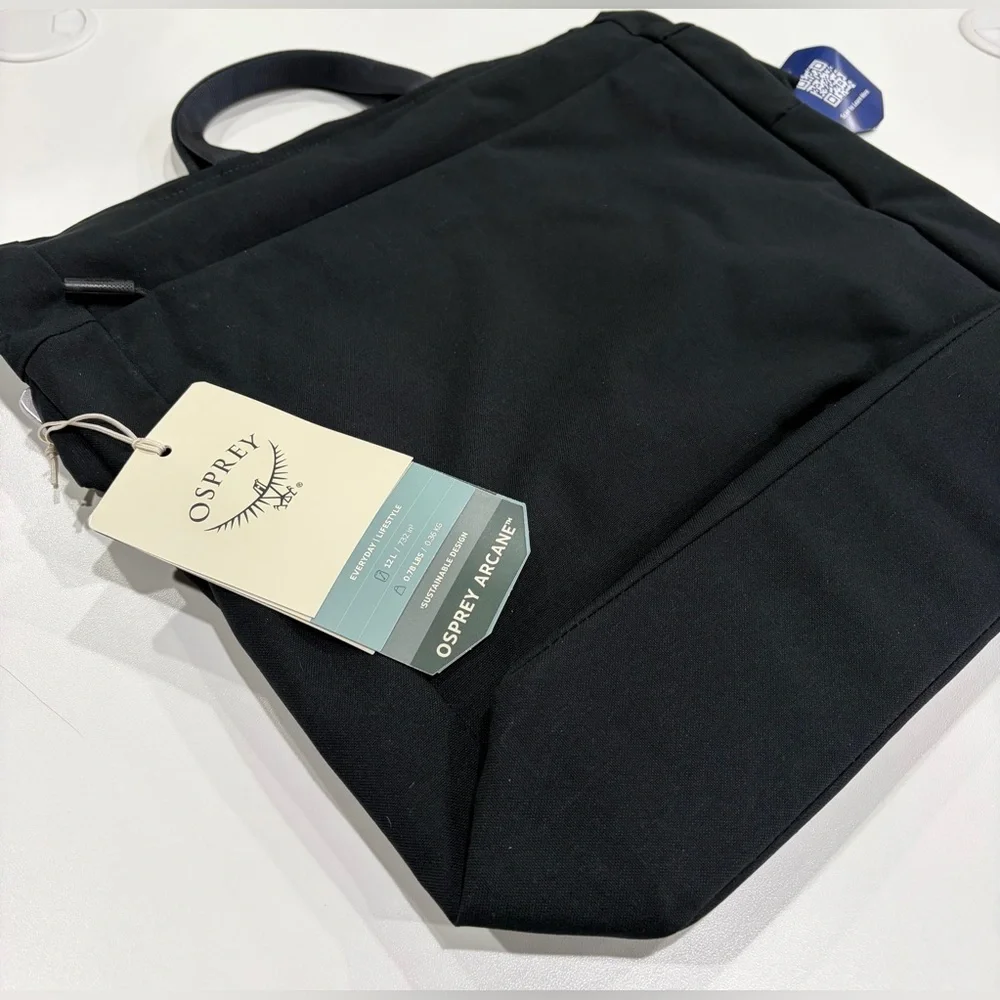 Osprey Women's Arcane Crossbody Bag Black NWT Water Bottle Pocket Tote Foldover